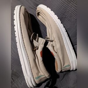 Mens Size 13 Hey Dude Beige and Green Loafers for Men